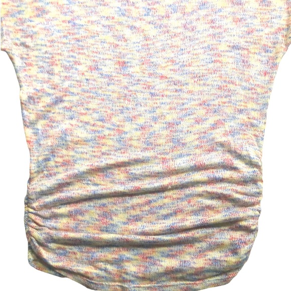 SuPeR CUTE One Clothing Speckled COLORS Short Sleeve Dolman Sweater w/Ruching - Picture 4 of 5